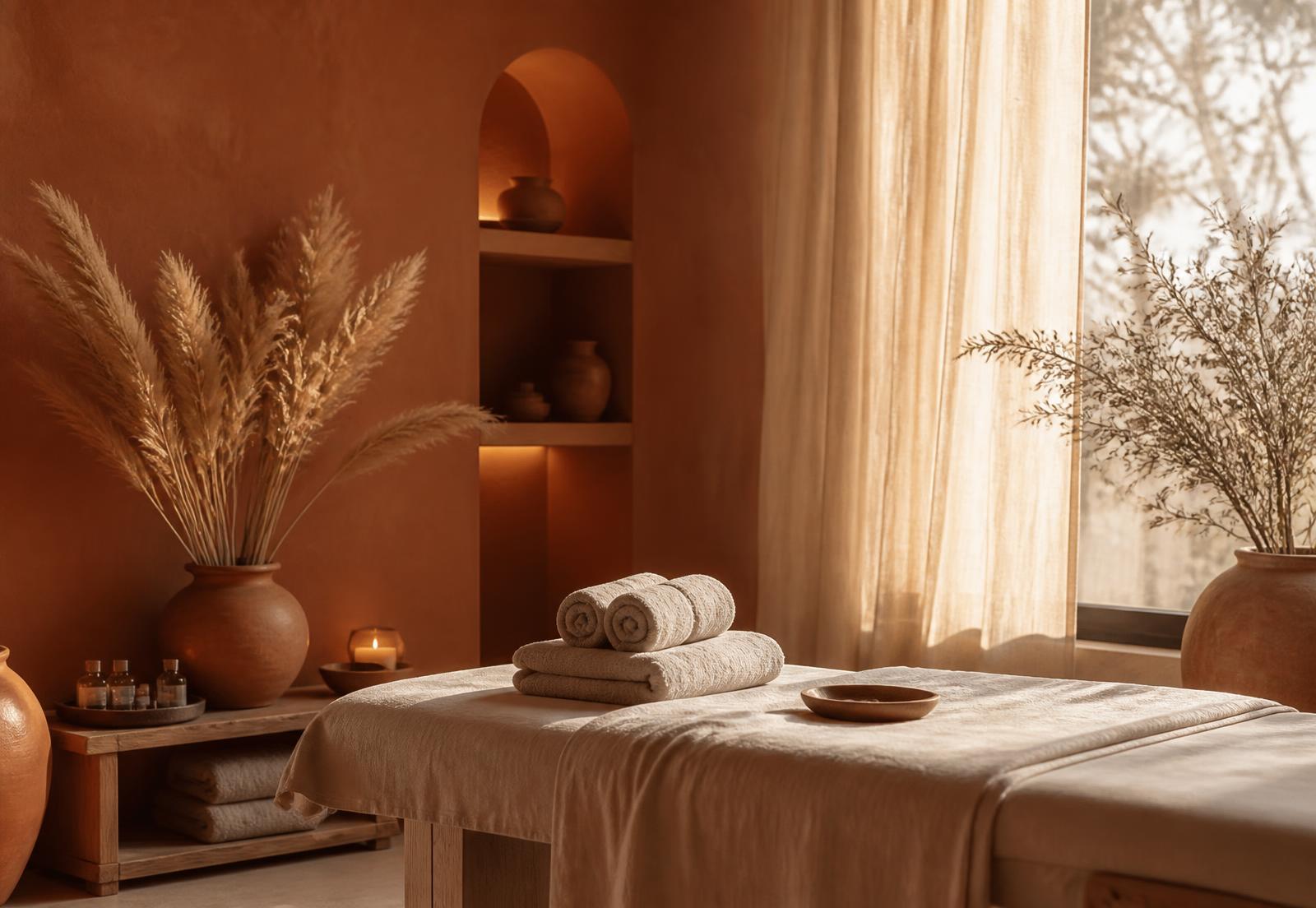 Sala de masaje de Nina Spa con luz cálida